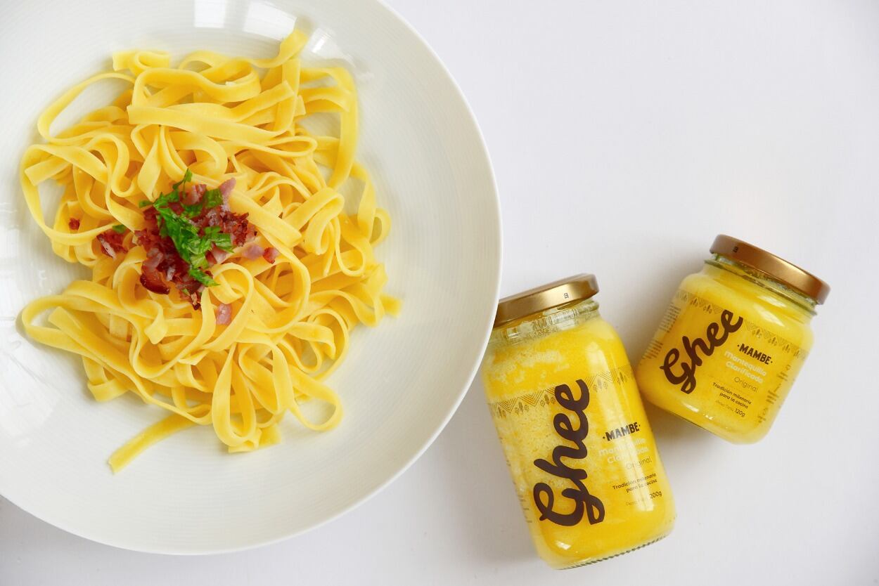 Rica en omega 3, vitaminas y antioxidantes, Ghee Mambe es una mantequilla clarificada que no contiene caseína, lactosa ni agua.