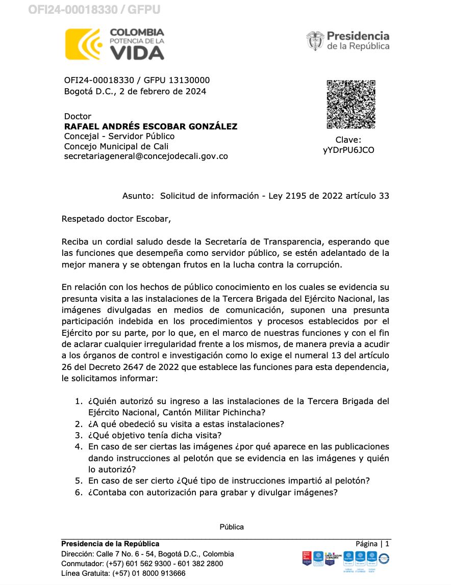 Solicitud de Secretaría de Transparencia.