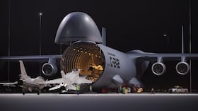 Su capacidad de carga en términos de volumen es aproximadamente 12 veces mayor que la de un Boeing 747.