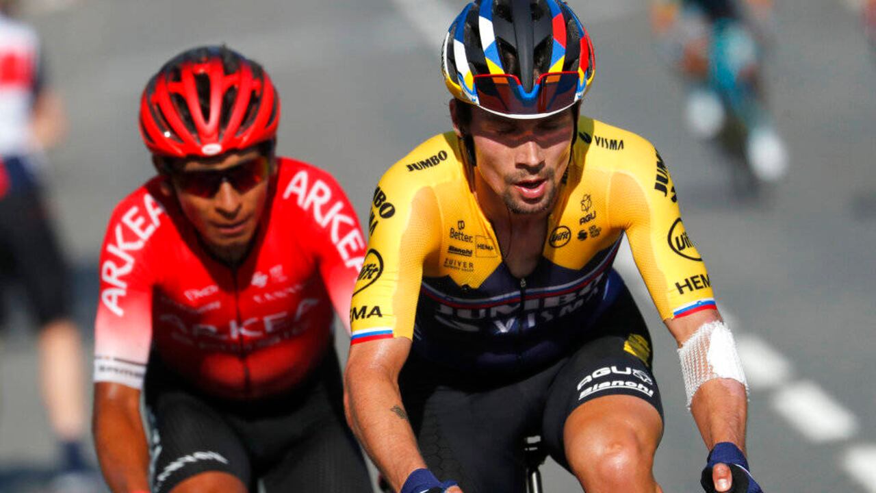 Nairo Quintana y Primoz Roglic durante la etapa 8 de Tour.