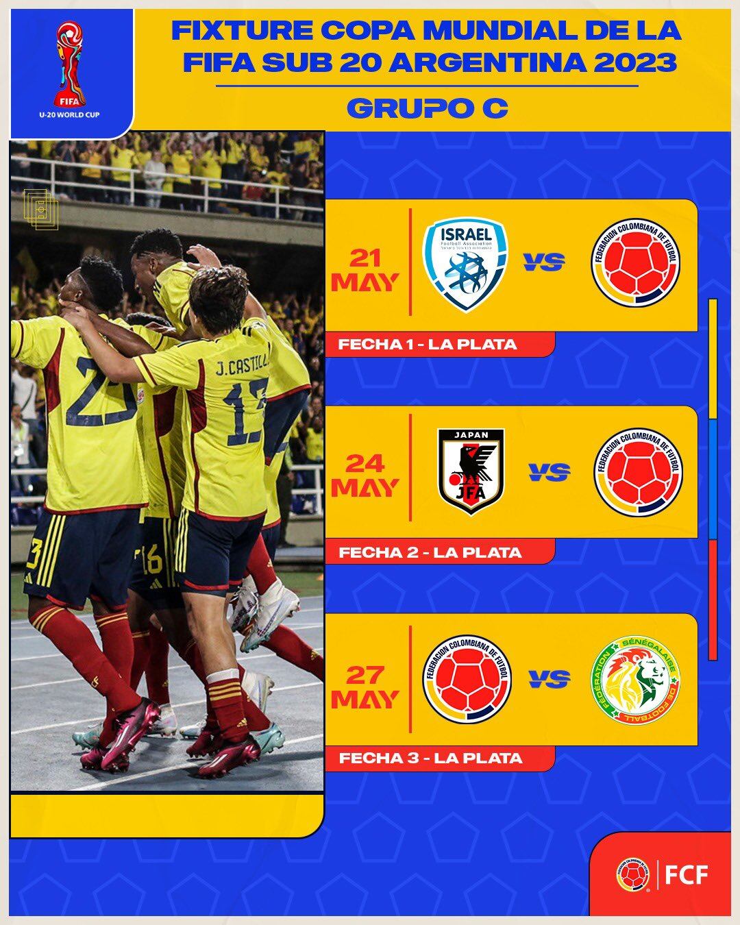 Fixture de la Selección Colombia para el Mundial Sub-20