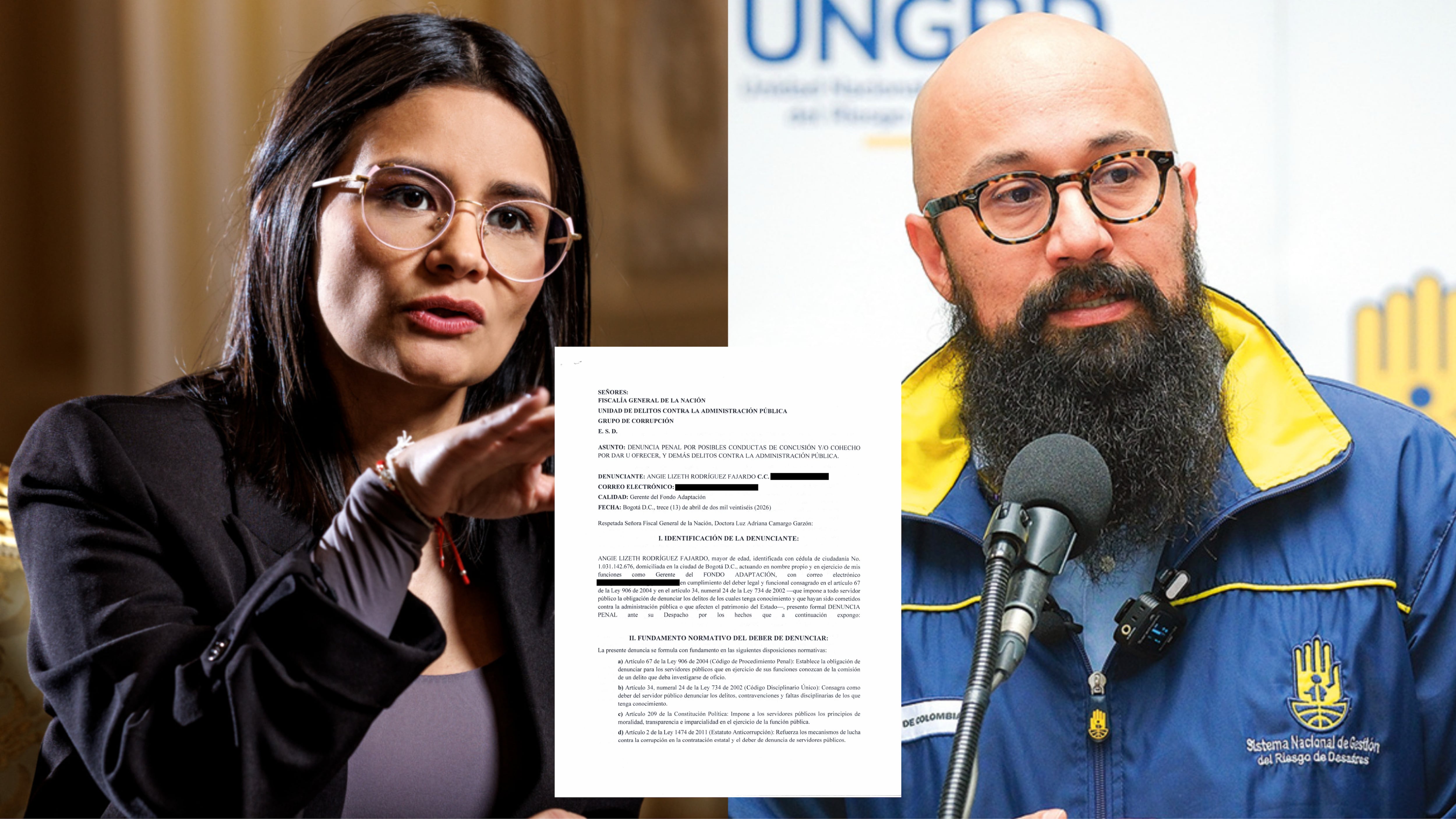 Angie Rodríguez, gerente del Fondo de Adaptación, y Carlos Carrillo, director de la UNGRD, encienden la polémica.
