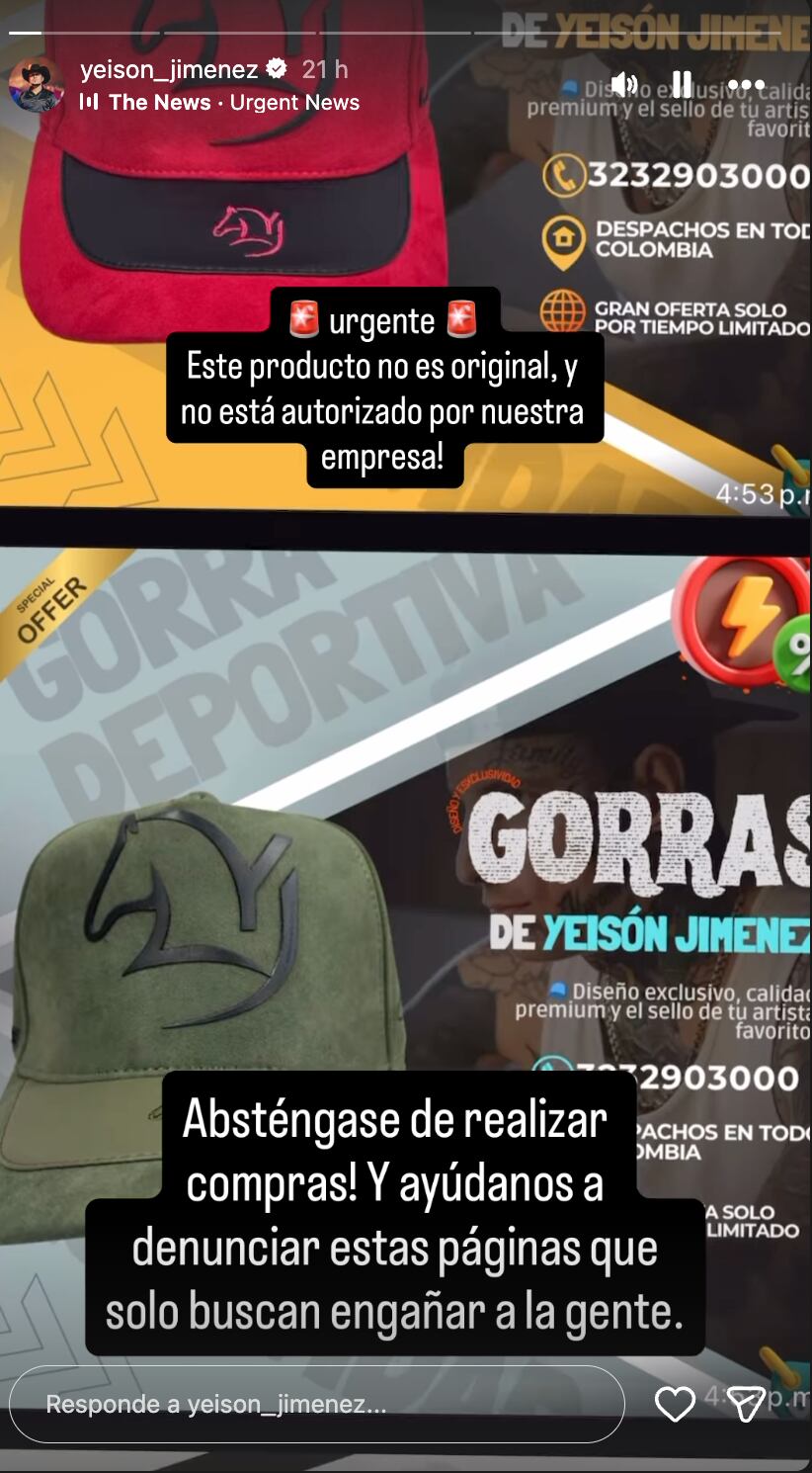 Yeison Jiménez reveló nueva estafa que está afectando uno de sus negocios.