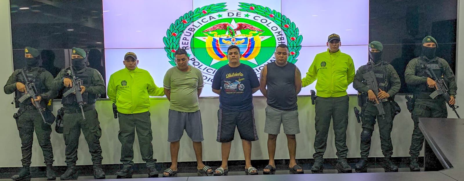 Sicarios capturados por la Policía.