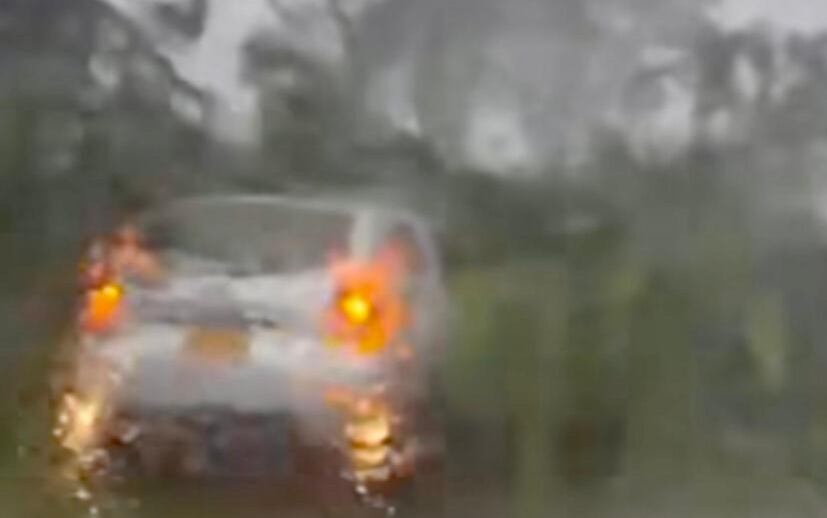 La poca visibilidad les impedía a los carros circular y un árbol cayó sobre un vehículo