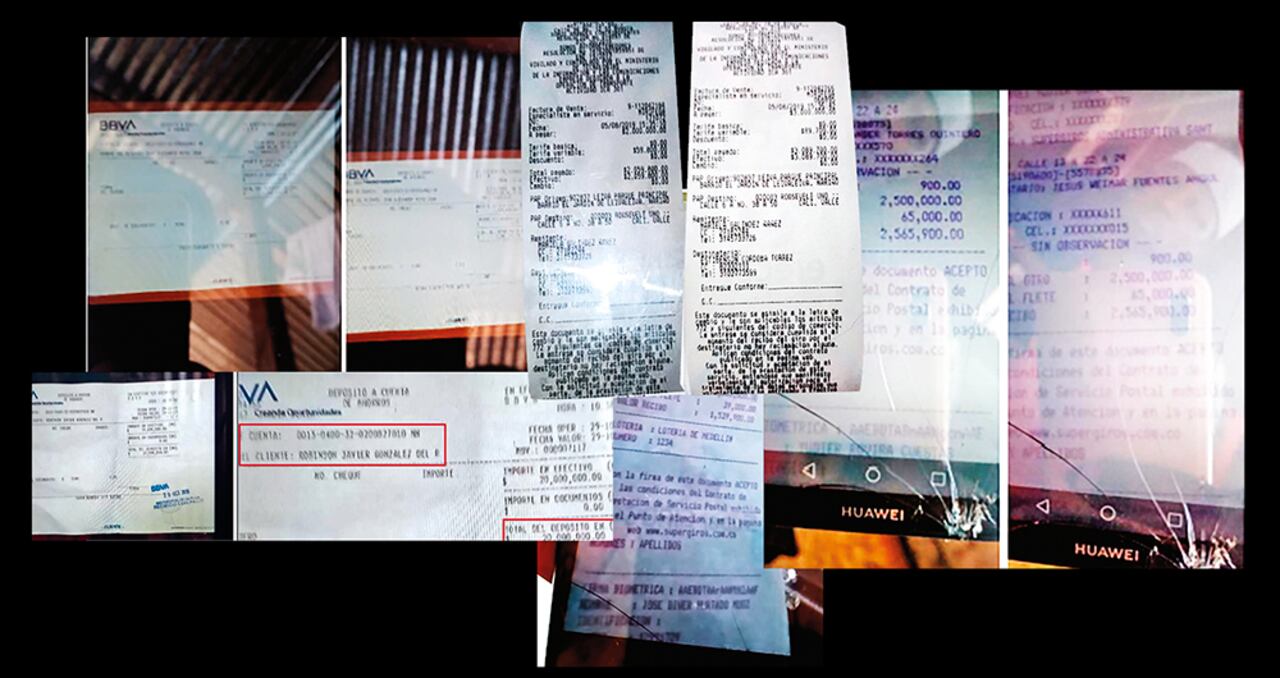 Las imágenes corresponden a las consignaciones de dinero que Matamba les hizo a los militares y a González del Río.