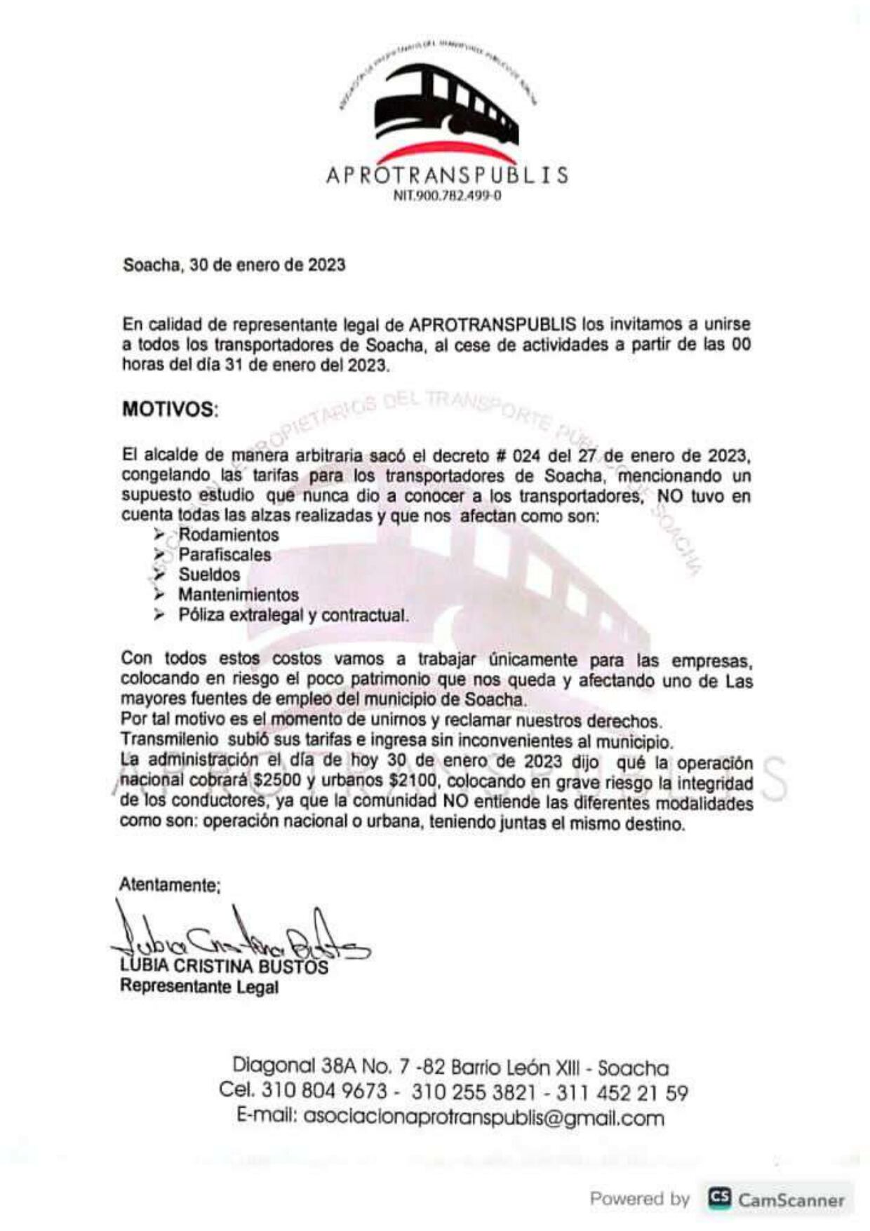 Comunicado Paro Soacha 2023