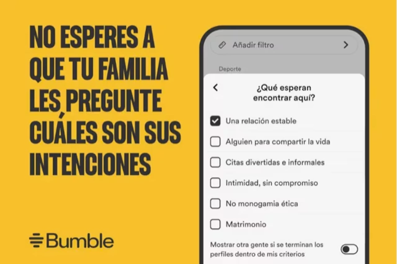 Bumble ahora permitirá aclarar las intenciones que se tienen con un match