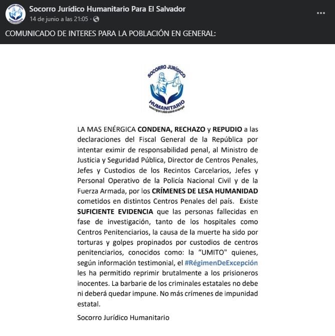 Según Socorro Jurídico, se evidenciaron cerca de 300 muertes registradas por tortura y golpes en los centros penitenciarios.