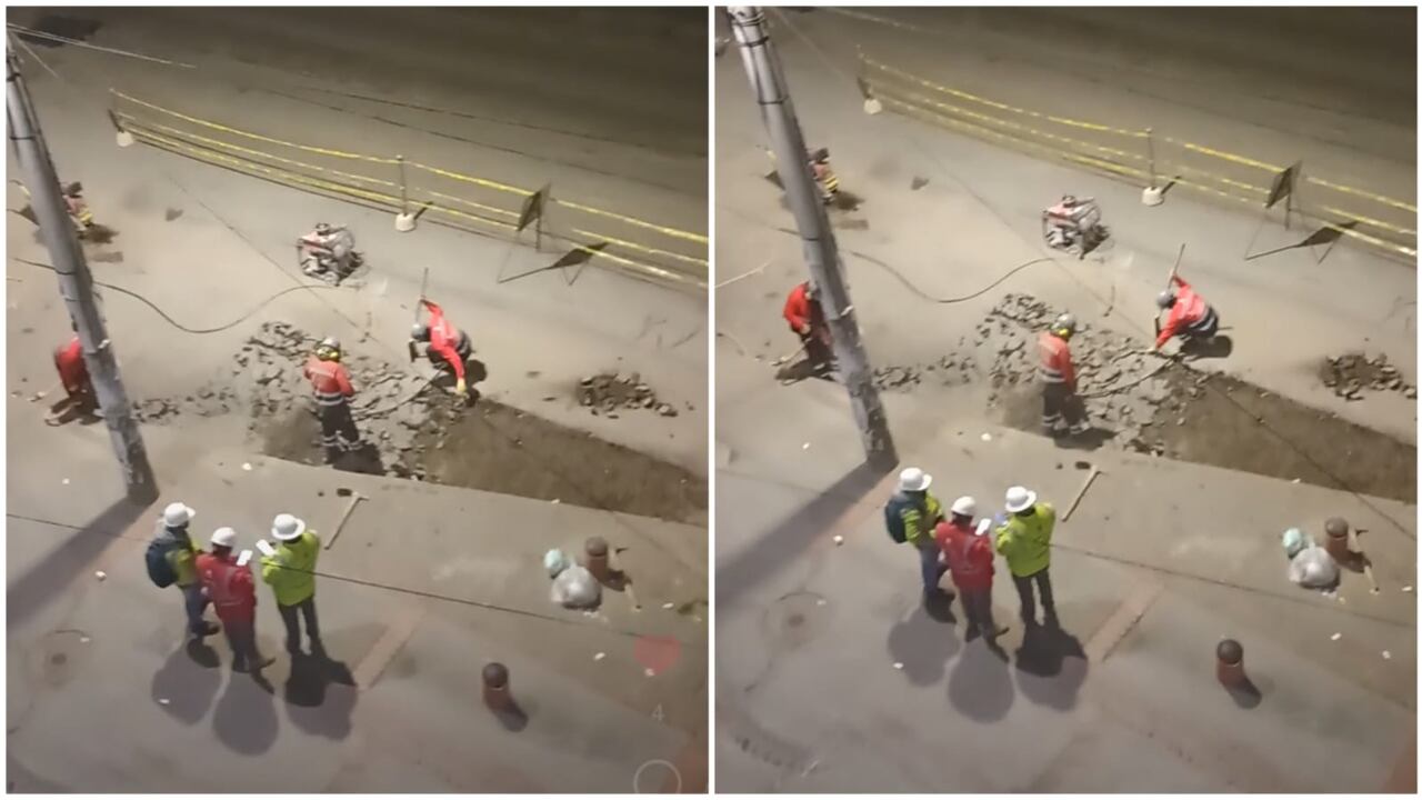 obras en vía pública a media noche en localidad antonio nariño
