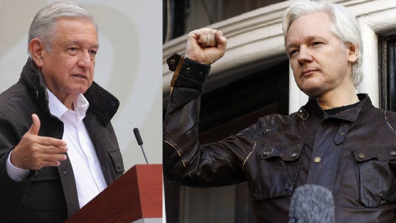 El presidente de México, Andrés Manuel López Obrador y el fundador de WikiLeaks, Julian Assange.