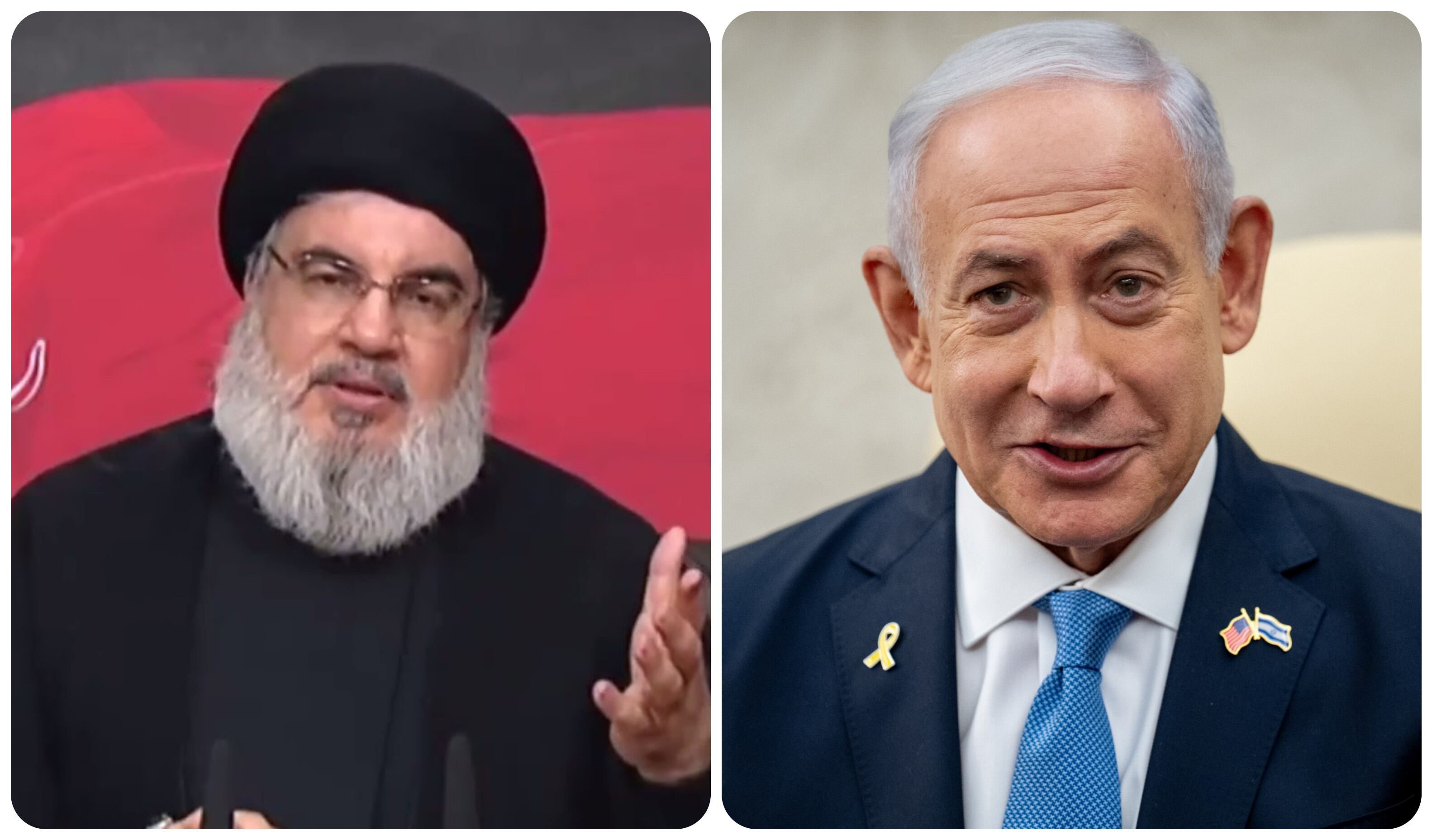 Hasan Nasralá, jefe de Hezbolá y Benjamin Netanyahu, Primer Ministro de Israel