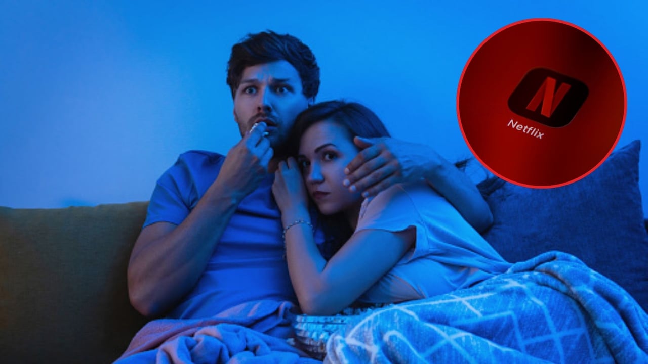 Imagen de referencia de pareja viendo películas de miedo en Netflix.