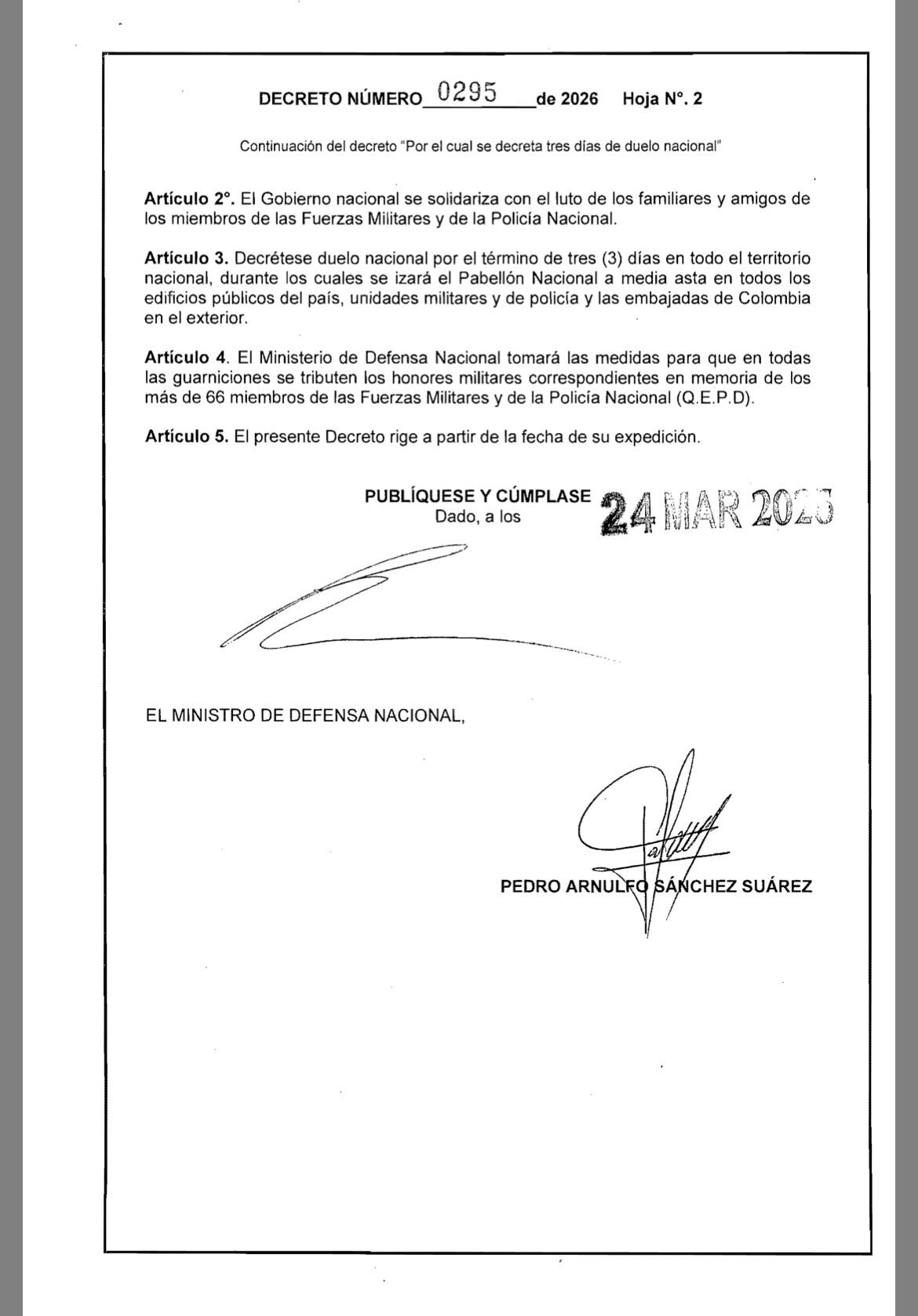 Decreto duelo nacional