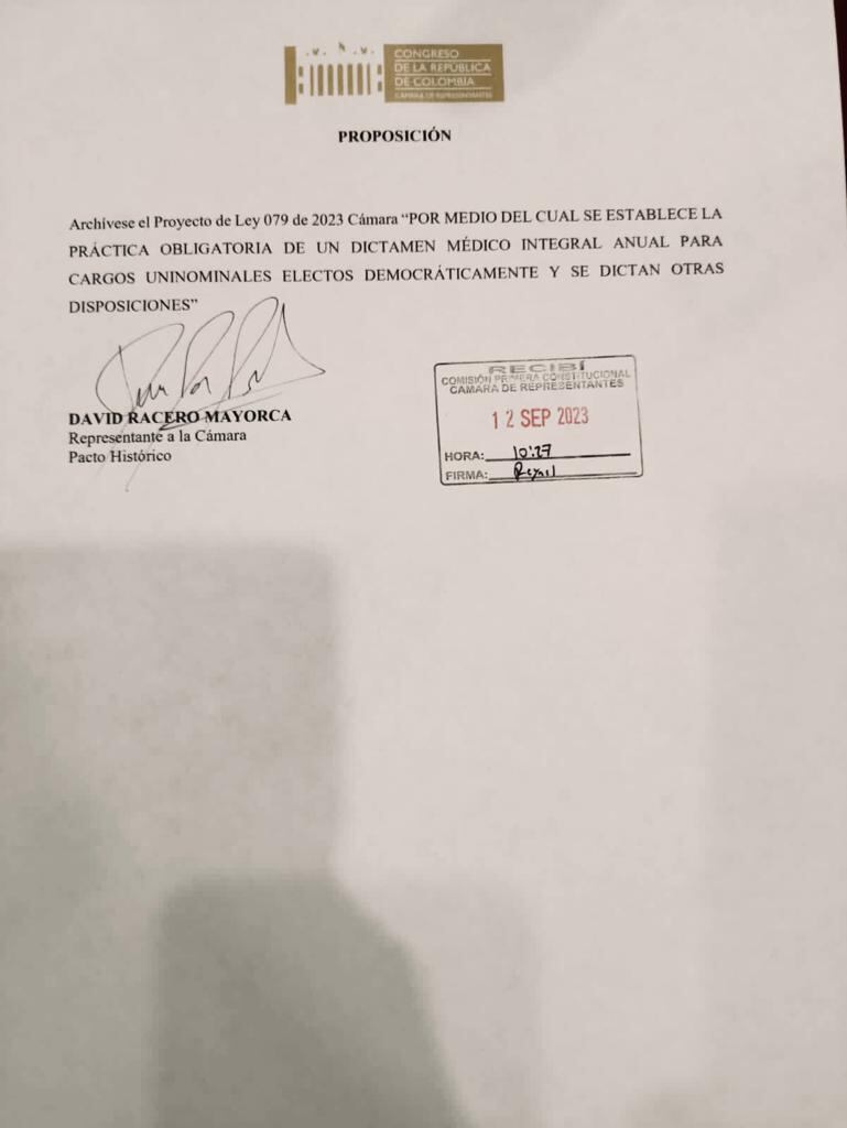 David Racero lideró el hundimiento del proyecto de ley.