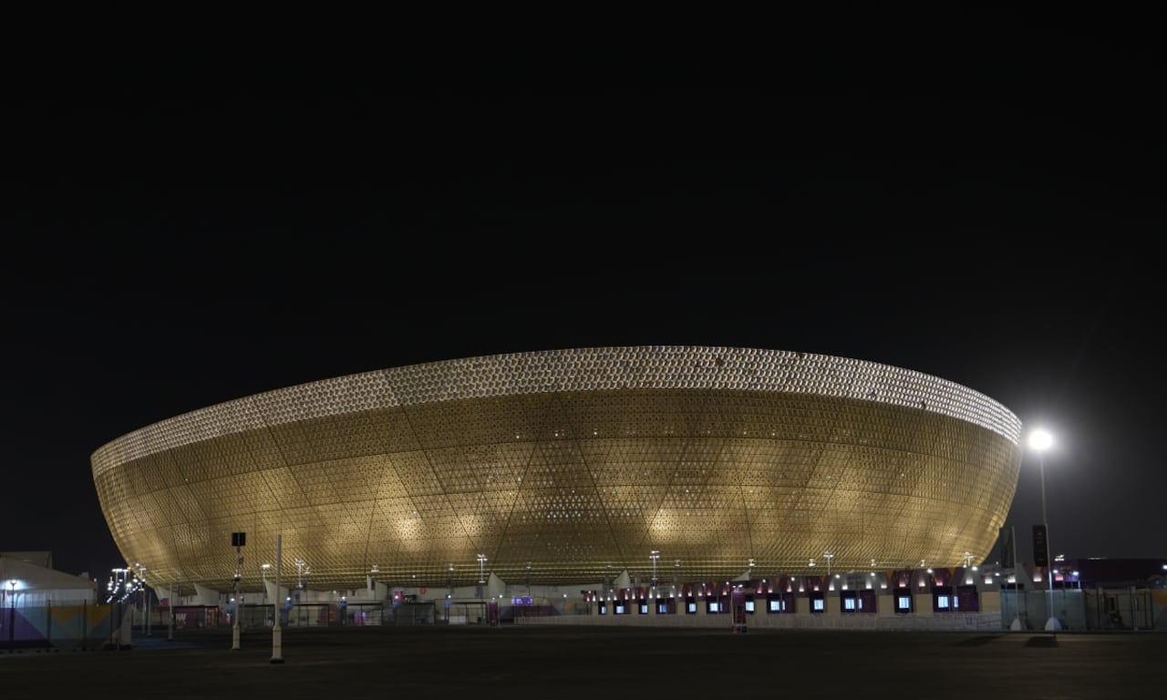 A general view of the Lusail Stadium in Lusail in Doha, Qatar, Saturday, Nov. 12, 2022. Final preparations are being made for the soccer World Cup which starts on Nov. 20 when Qatar face Ecuador. (AP/Hassan Ammar)