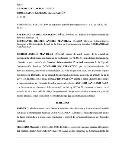 Recusación Herber Mantilla.