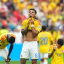 VANCOUVER, CANADA - JULY 07: Richard Rios of Colombia reacts after the penalty shoot-out during the 2026 FIFA World Cup Round of 16 match between Switzerland and Colombia at BC Place in Vancouver, British Columbia, Canada, on July 07, 2026. Ercin Erturk / Anadolu (Photo by Ercin Erturk / Anadolu via AFP)