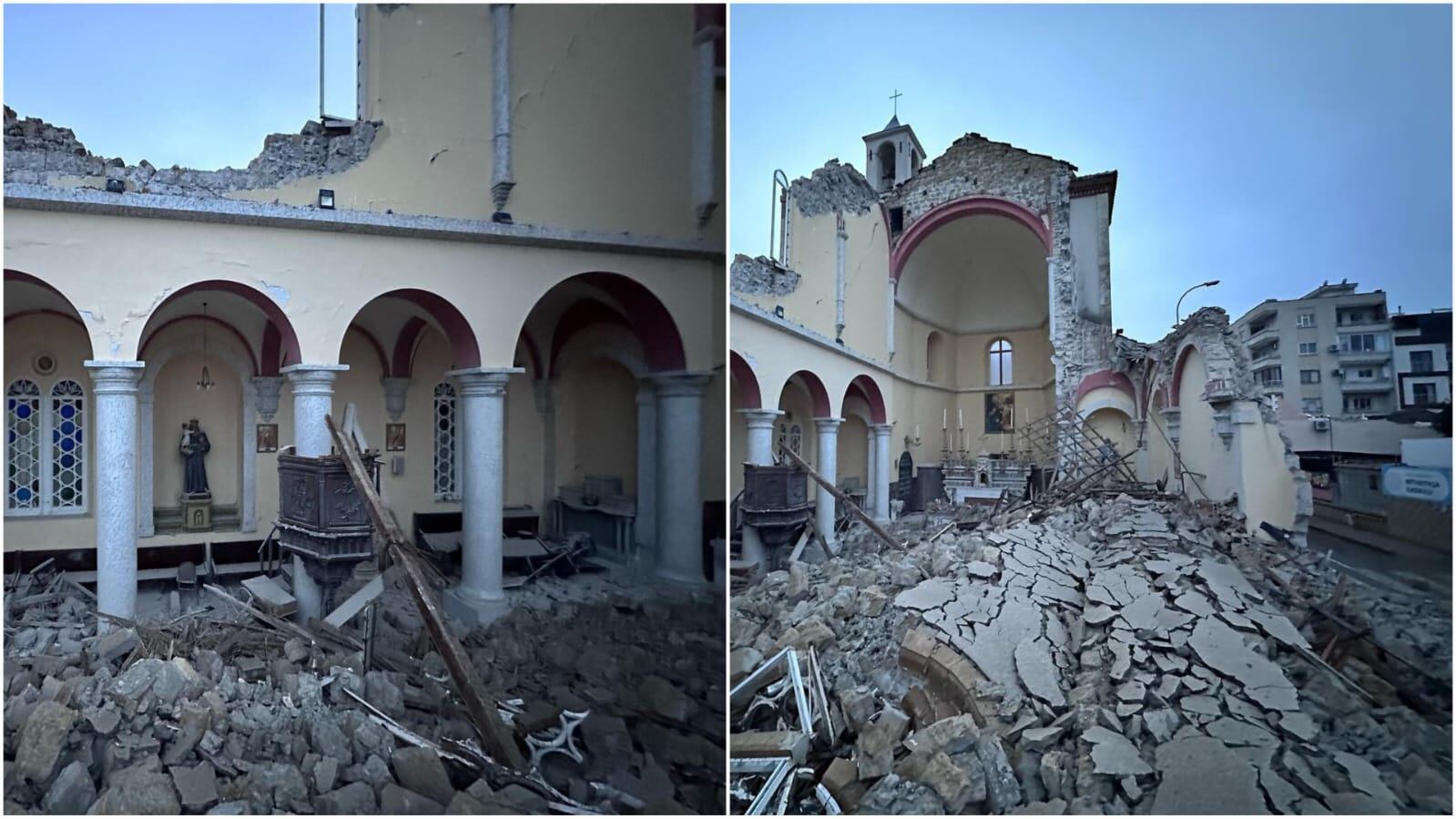 Así quedó la Iglesia Católica de  Alejandreta en Turquía.