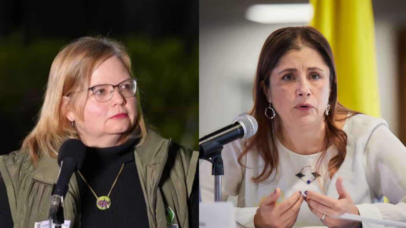 Directora del Instituto Colombiano de Bienestar Familiar (ICBF), Astrid Cáceres, y defensora del Pueblo, Iris Marín.