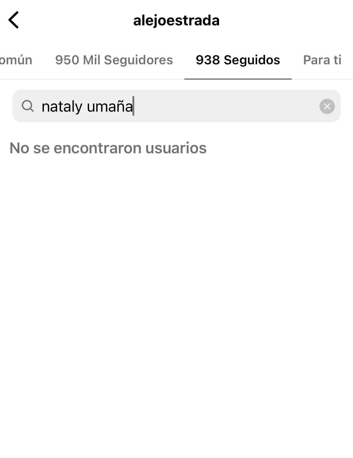 Alejandro Estrada y Nataly Umaña se dejaron de seguir en redes.