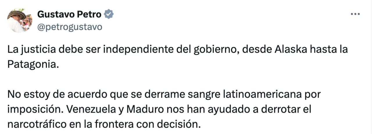 Mensaje emitido por el mandatario colombiano