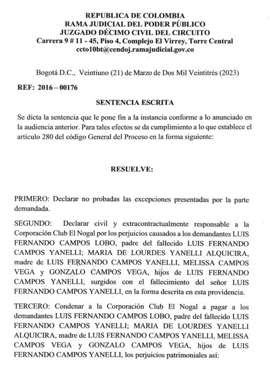 Condenan al Club El Nogal a pagar $2.300 millones por muerte de empresario mexicano.