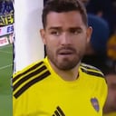 Álvaro Montero durante el primer gol en el partido de Boca frente a Vélez.