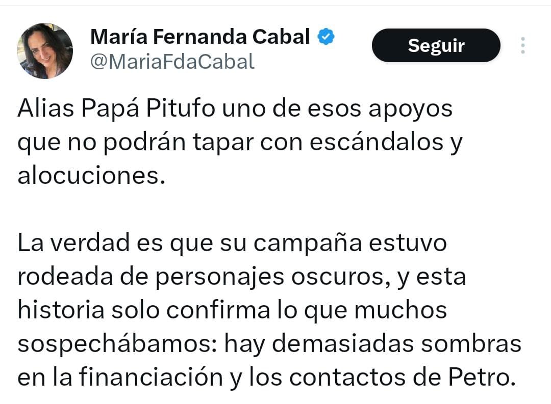 Trino de María Fernanda Petro por relación con Papá Pitufo
