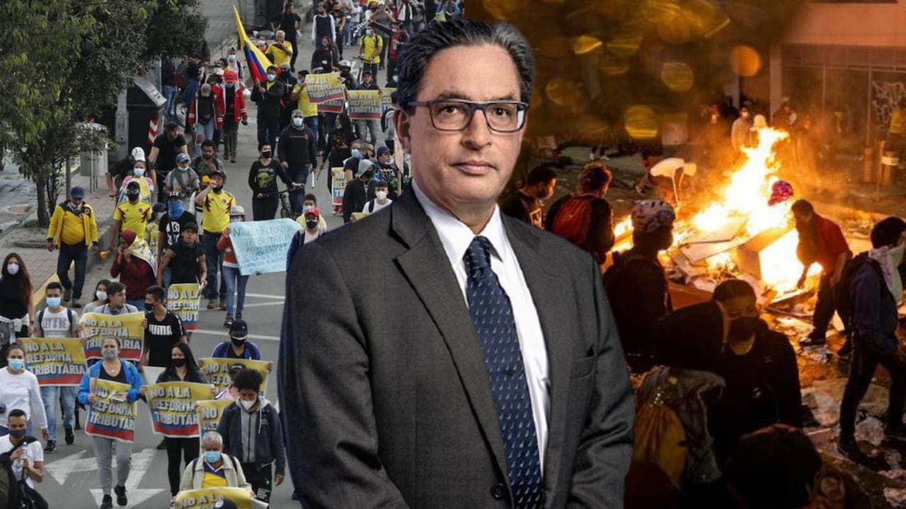 Alberto Carrasquilla y protestas durante el paro nacional