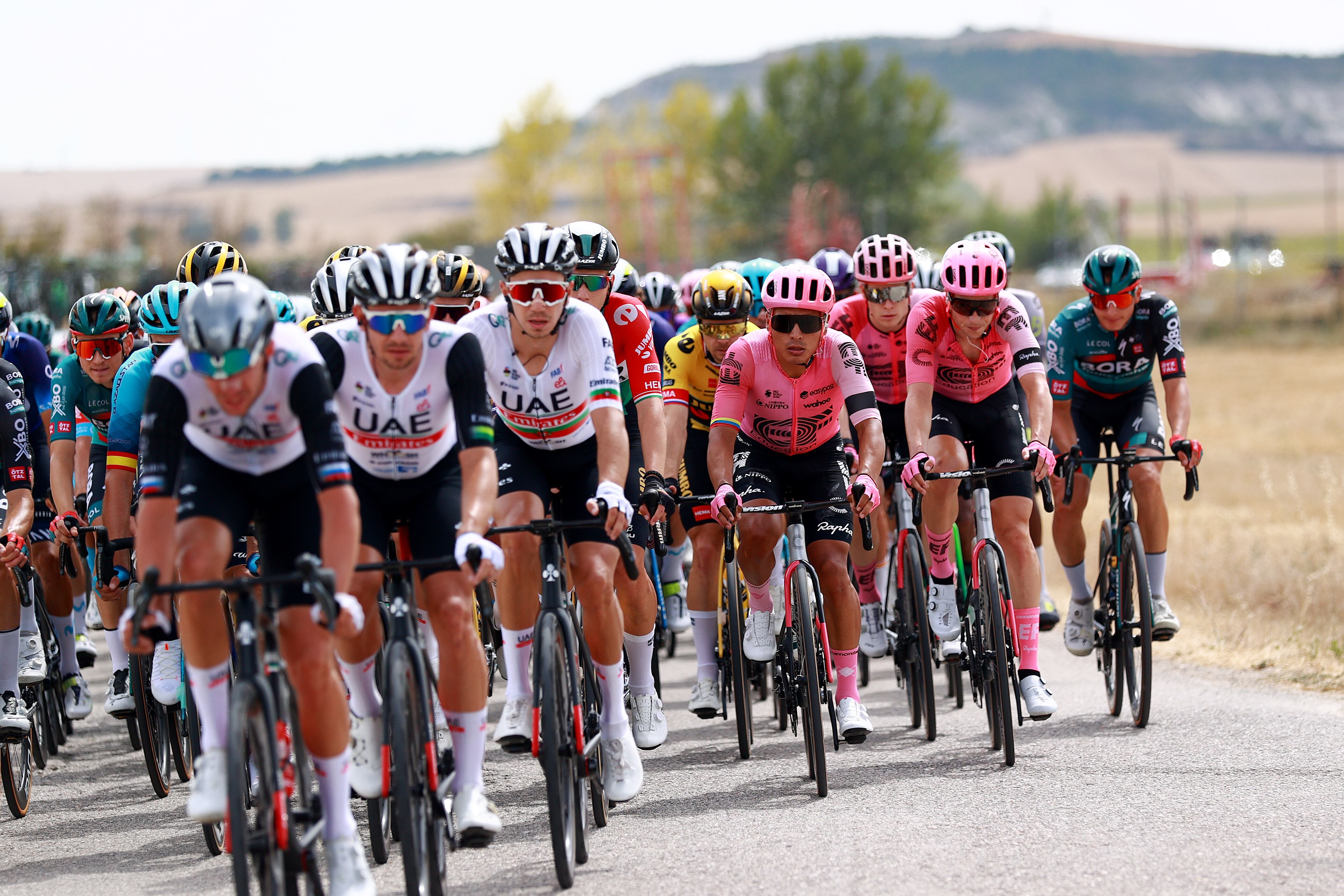 BURGOS, SPAIN - AUGUST 15: Jonathan Klever Caicedo of Ecuador and Team EF Education-EasyPost competes during the 45th Vuelta a Burgos 2023, Stage 1 a 161km stage from Villalba de Duero to Burgos on August 15, 2023 in Burgos, Spain. (Photo by Gonzalo Arroyo Moreno/Getty Images)