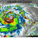 Imagen satelital del GOES 16 en el momento en que el huracán Julia pasa sobre la isla de San Andrés