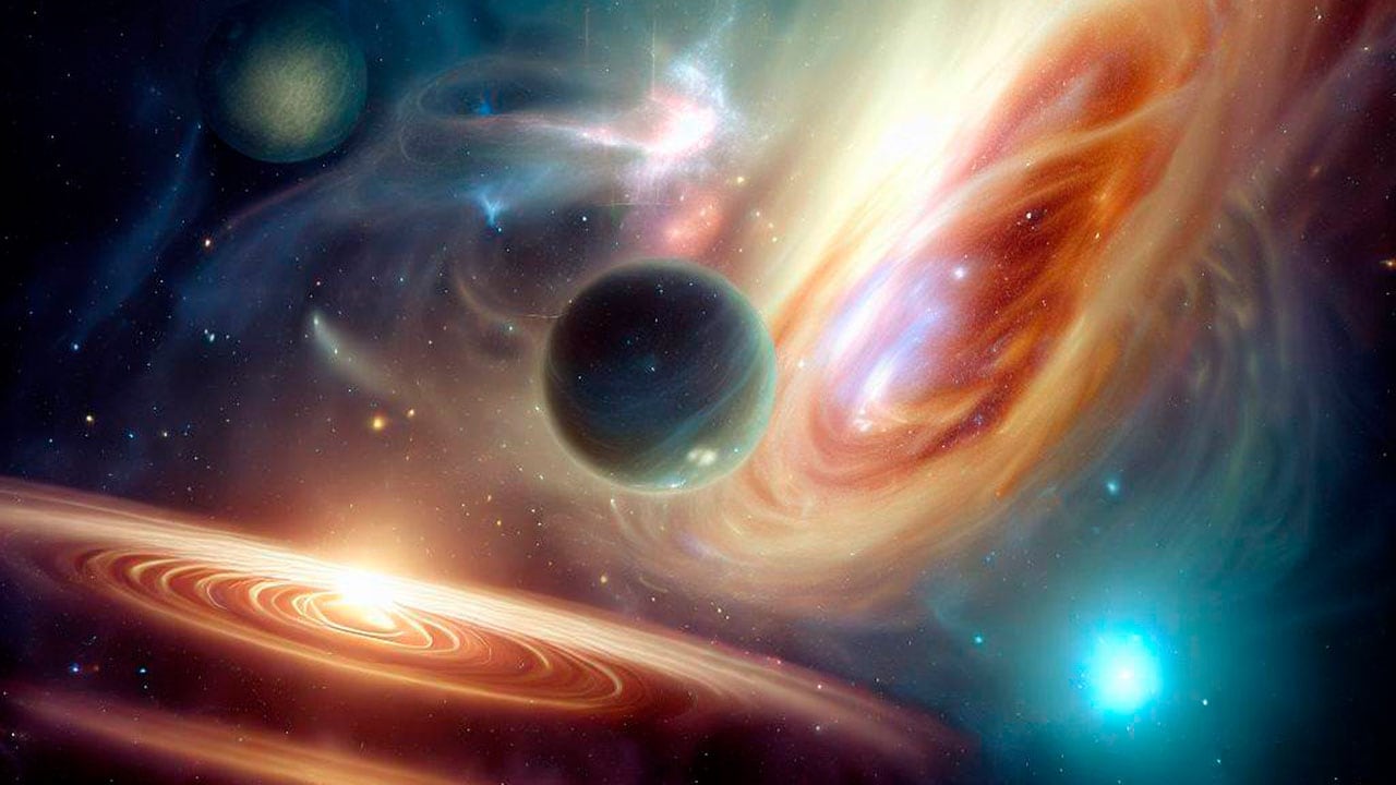 Ilustración sobre la formación de nuevas galaxias.