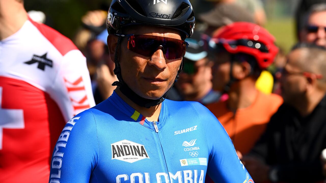 HELENSBURGH, AUSTRALIA - SEPTEMBER 25: Nairo Quintana of Colombia prior to the 95th UCI Road World Championships 2022, Men Elite Road Race a 266,9km race from Helensburgh to Wollongong / #Wollongong2022 / on September 25, 2022 in Helensburgh, Australia. (Photo by Tim de Waele/Getty Images)