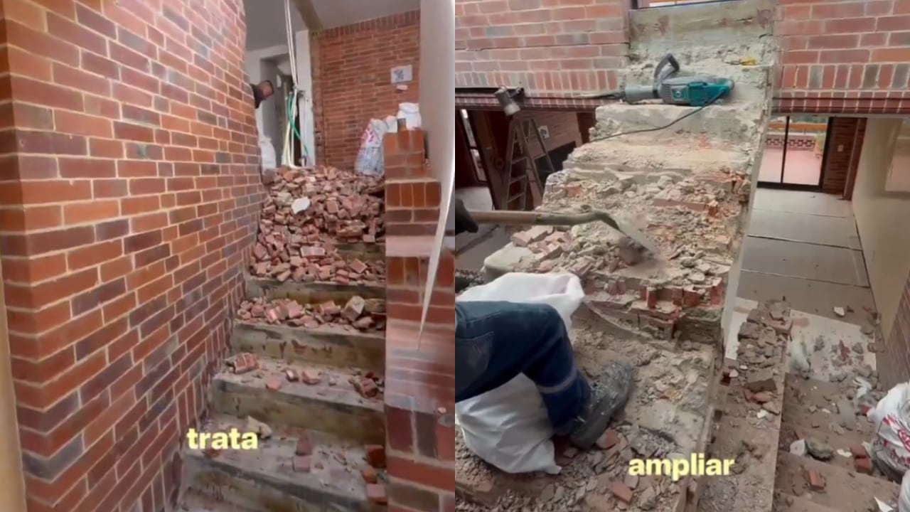 Momento en el que se están demoliendo las escaleras.