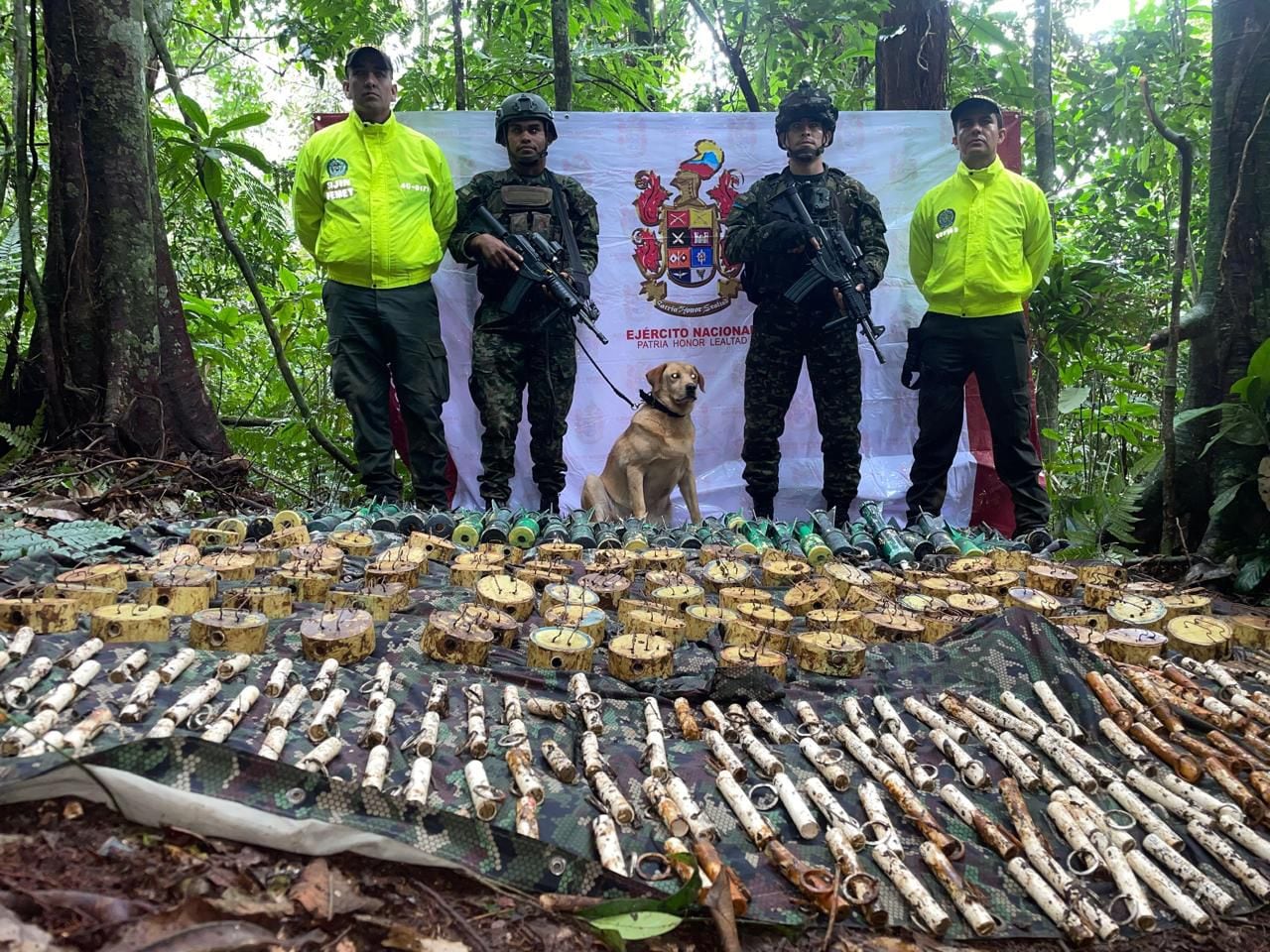 Militares y policías encontraron los explosivos en zona rural del Meta.