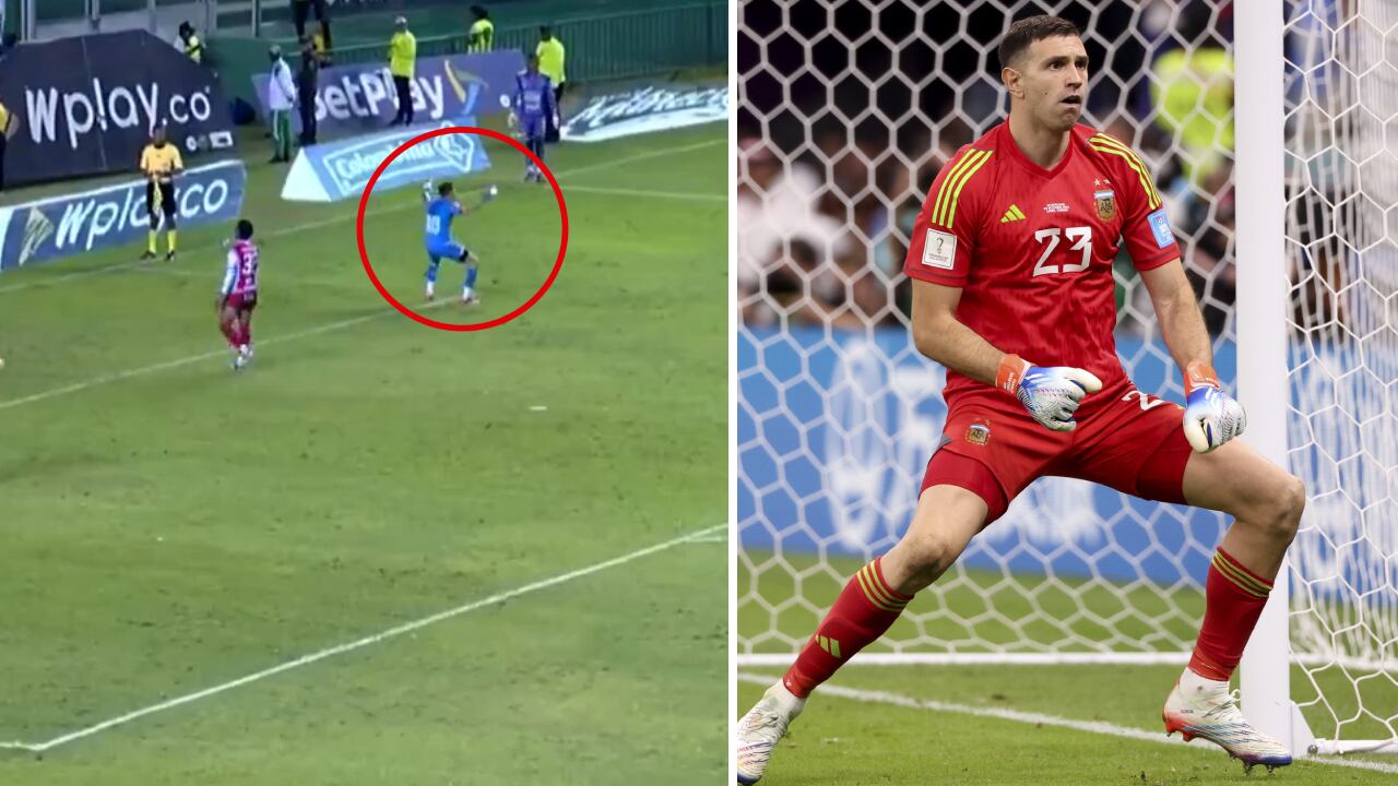 Alejandro Rodríguez soprendió a los hinchas del Deportivo Cali con baile a lo Dibu Martínez