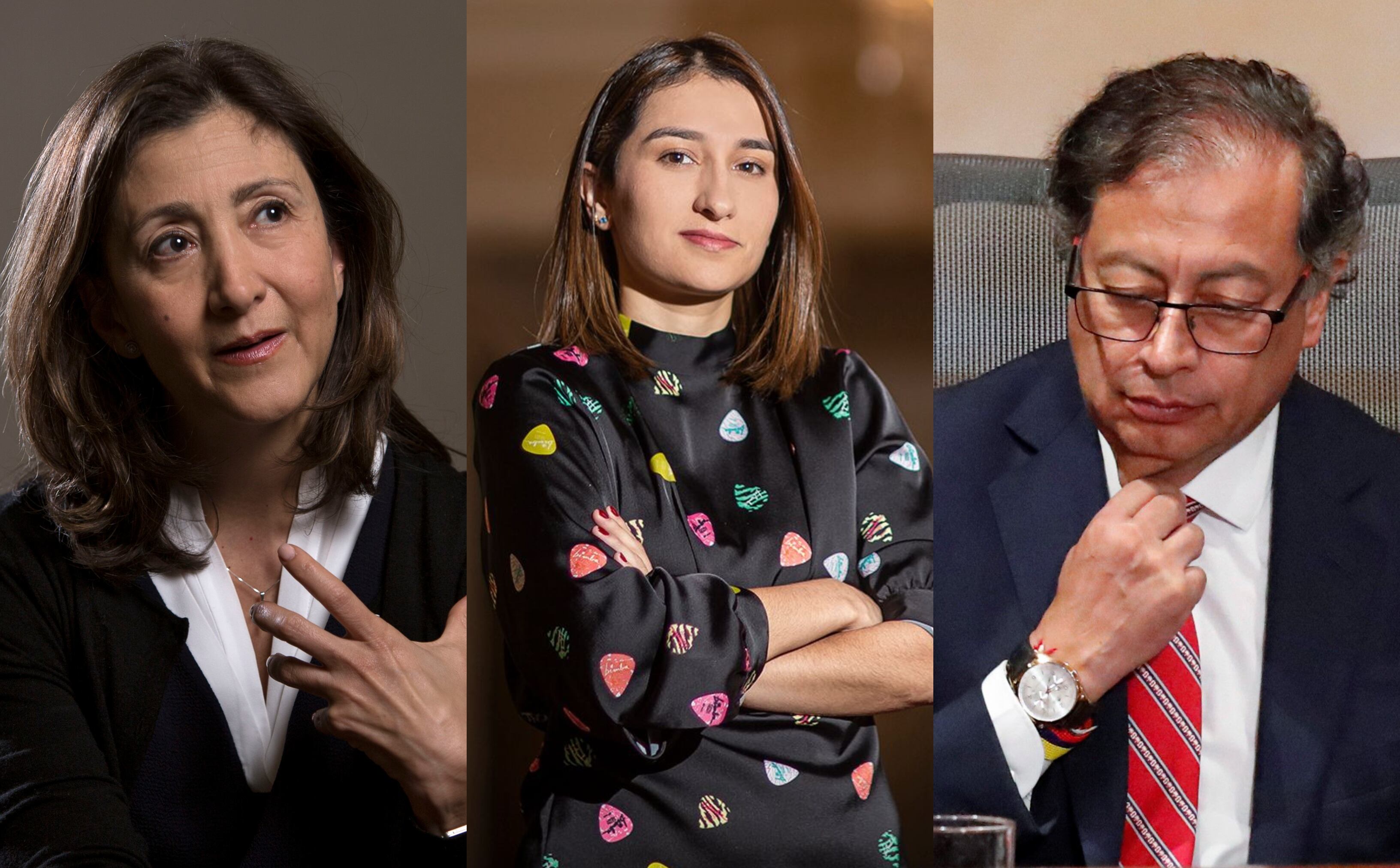 De izquierda a derecha: Ingrid Betancourt, Laura Sarabia y el presidente Gustavo Petro.