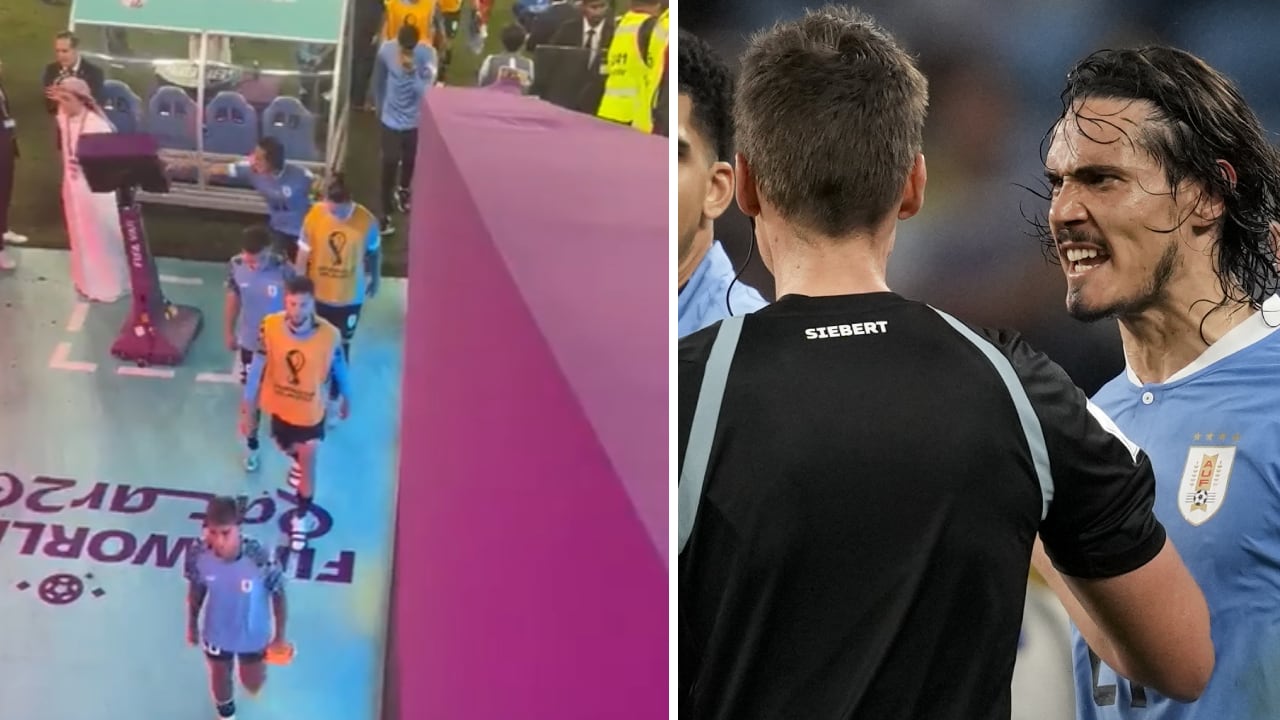 Cavani fue uno de los que más reclamó por el penal no sancionado sobre Darwin Núñez