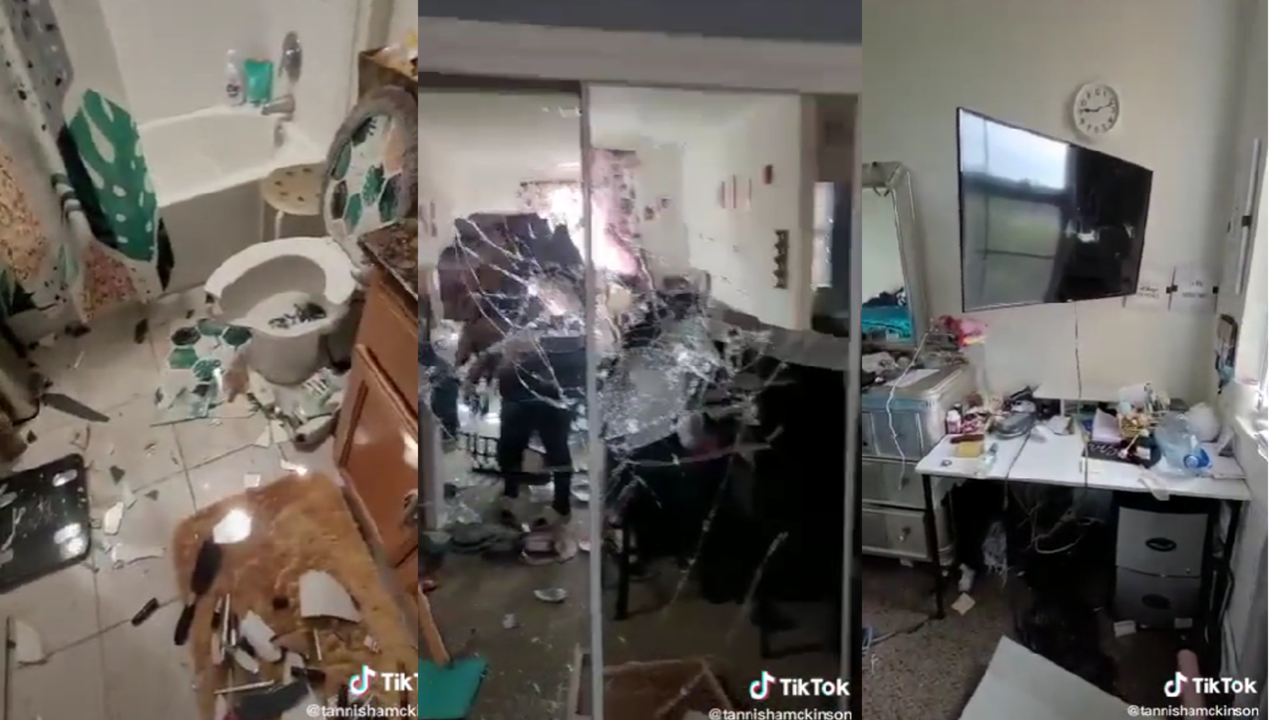Imágenes de cómo quedó la vivienda tras la pataleta del pequeño.