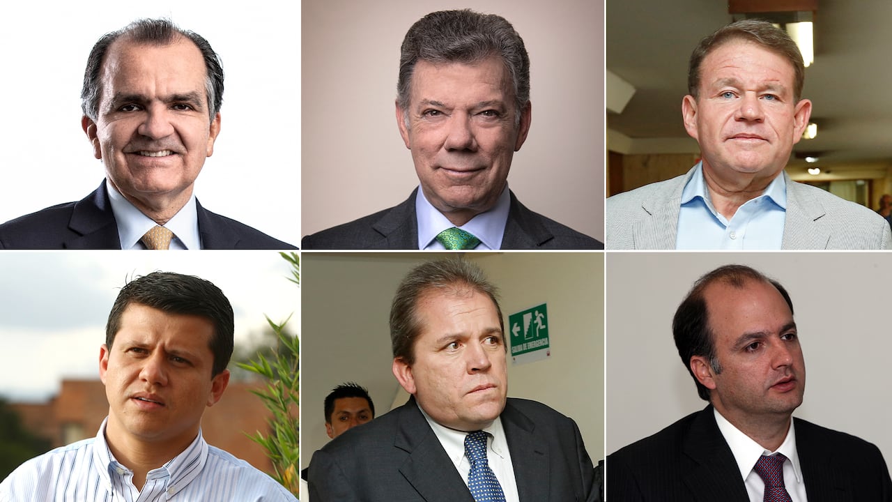 Oscar Iván Zuluaga, Juan Manuel Santos, Otto Bula, Bernardo Miguel Elías, Federico Gaviria y Gabriel García Morales.