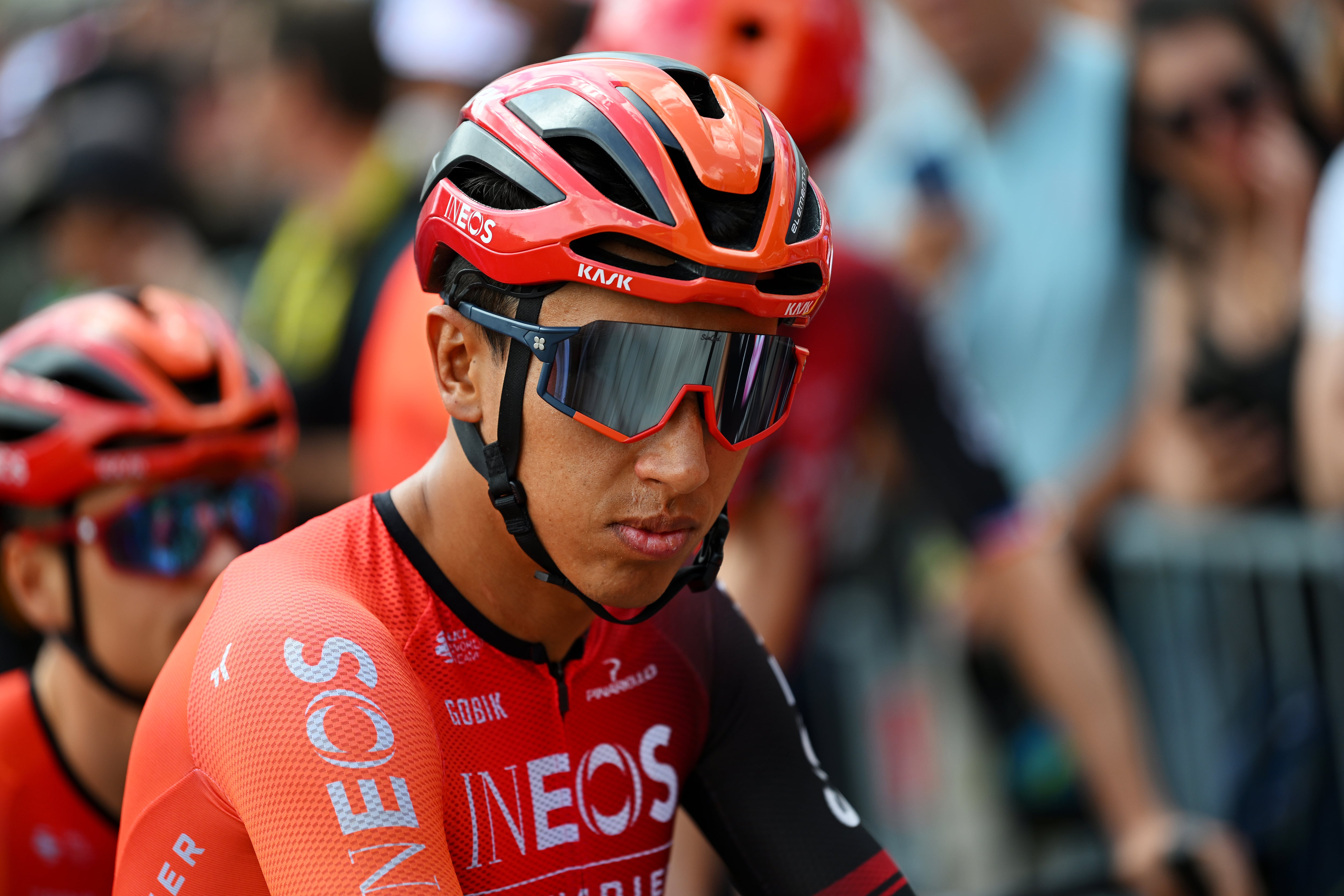 TROYES, FRANCE - JULY 07: Egan Bernal of Colombia and Team INEOS Grenadiers prior to the 111th Tour de France 2024, Stage 9 a 199km stage from Troyes to Troyes / #UCIWT / on July 07, 2024 in Troyes, France. (Photo by Dario Belingheri/Getty Images)