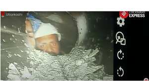 Los trabajadores fueron vistos con vida por primera vez el martes, asomándose al objetivo de una cámara endoscópica enviada por los equipos de rescate a través de una delgada tubería por la que se les suministra aire, alimentos, agua y electricidad. Foto: Indian Express