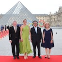 PARIS, FRANCE - JULY 25: IOC President Thomas Bach, First Lady of Colombia Verónica Alcocer, President of Colombia Gustavo Petro, and wife of Thomas Bach attend the IOC & Elysee Dinner at the Louvre ahead of the Paris 2024 Olympic Opening Ceremony on July 25, 2024 in Paris, France. (Photo by Arturo Holmes/Getty Images)