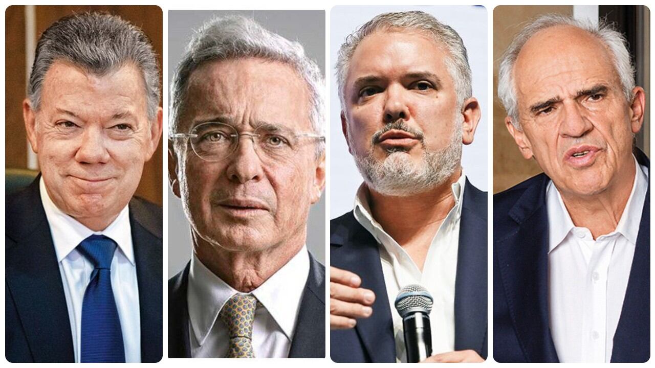 Juan Manuel Santos, Álvaro Uribe, Iván Duque y Ernesto Samper.