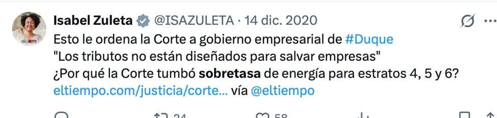 Cuenta de X Isabel Zuleta