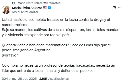 Mensaje emitido por María Elvira Salazar