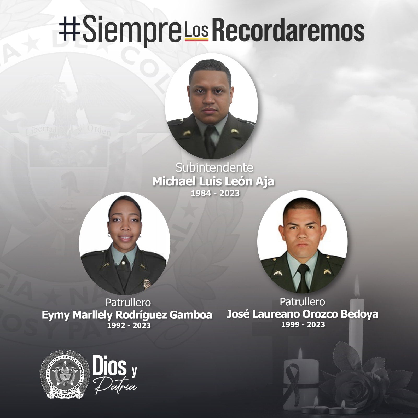 Estos fueron los tres patrulleros asesinados en Morales, Cauca. La Policía ofrece recompensa por información de los responsables.