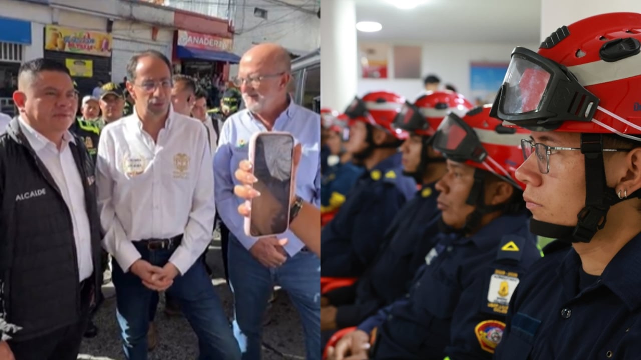 El vicepresidente José Manuel Restrepo junto al alcalde de Riosucio y el gobernador de Caldas.