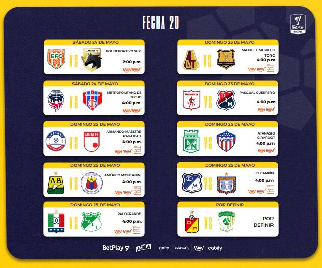 Así decidió Dimayor que se jugará la fecha 20 de la Liga BetPlay